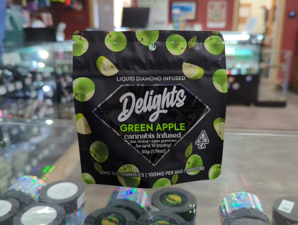 Delights Green Apple 100mg Liquid Diamond Infused Gummies