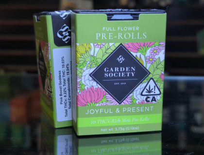 Garden Society Rosettes Pink Boost Goddess 1:1 THCv/CBD 3.75g Preroll 10-Pack