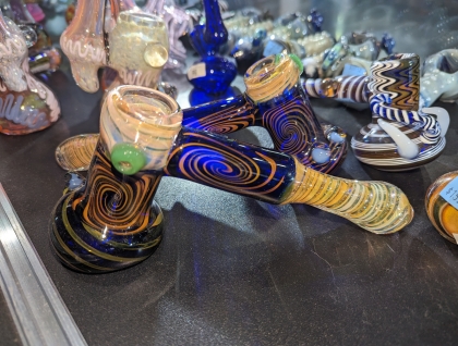 Blue Fumed Wig Wag Bubbler