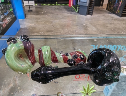 Assorted colored pipe with bubbles